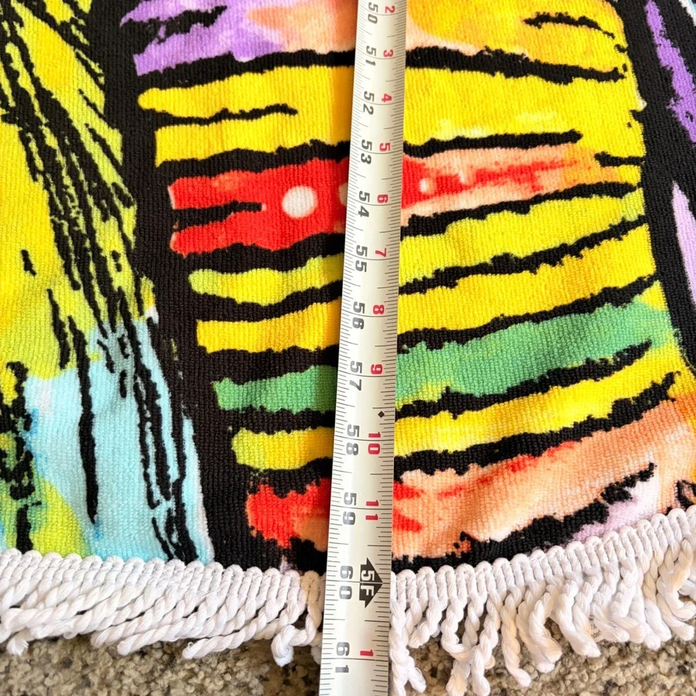 Uncle Jerry's T's Dean Russo Pop Art Elephant Round Fringe Beach Towel 60